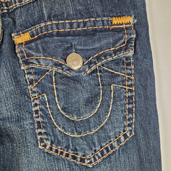 TRUE RELIGION LOGAN SUPER T Flap Y2K Men's Jeans 38X31 Regular Fit Blue K12832 - Picture 8 of 16